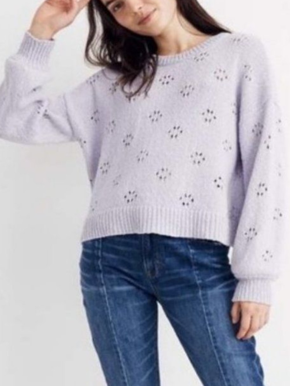 Madewell lilac pointelle sweater